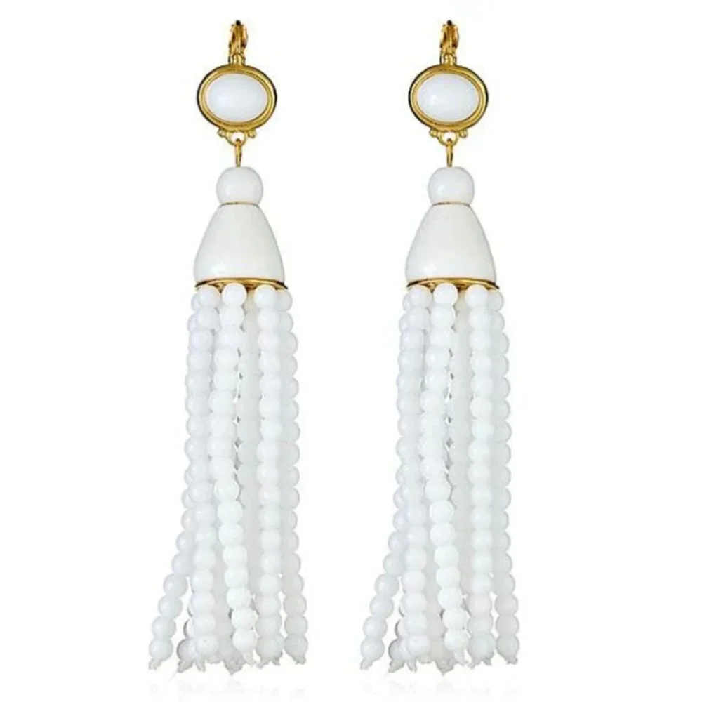 💕KENNETH JAY LANE💕 White Tassel Earrings ~ White NWT